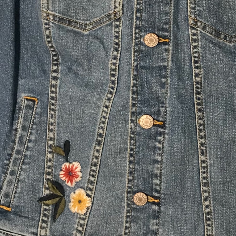Talbots Light Blue Denim Jacket with Floral Embroidery - Picture 3 of 11